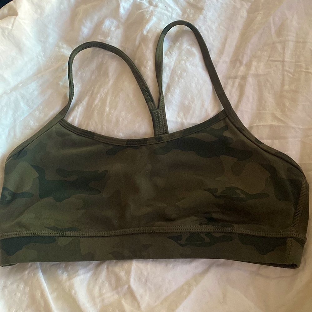 Lululemon Green Camo Sports Bra Size 6